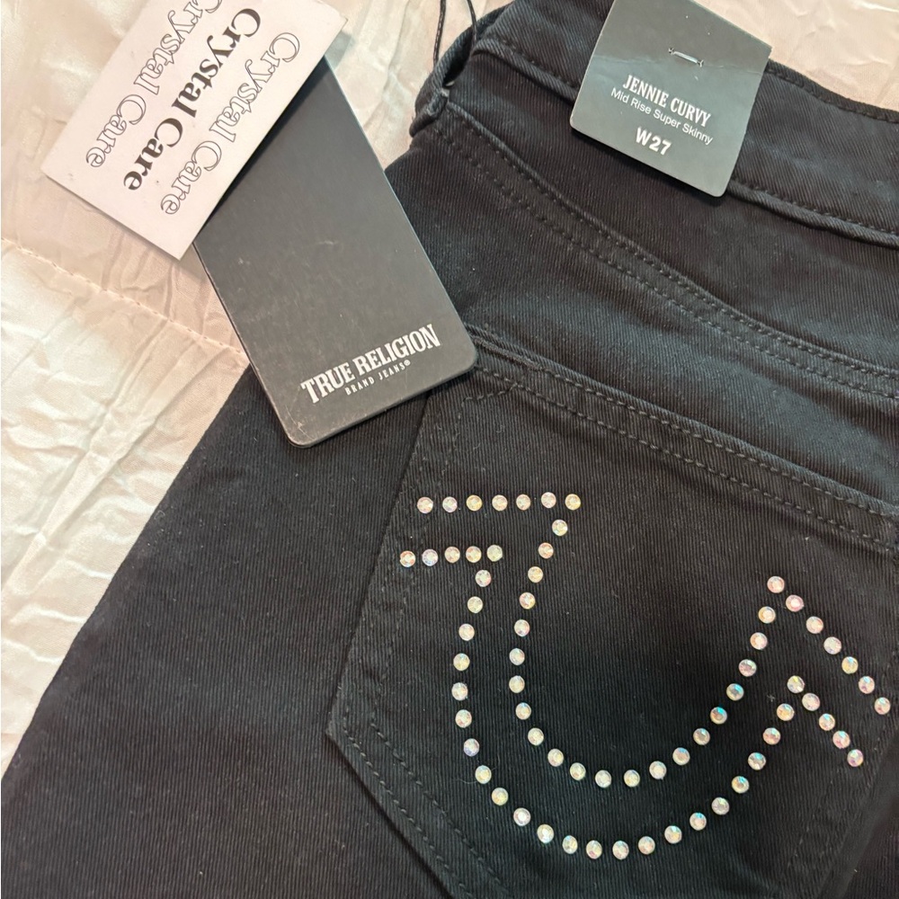 True Religion crystals Jennie Curvy Women's Jeans 27 NWT mid rise super skinny